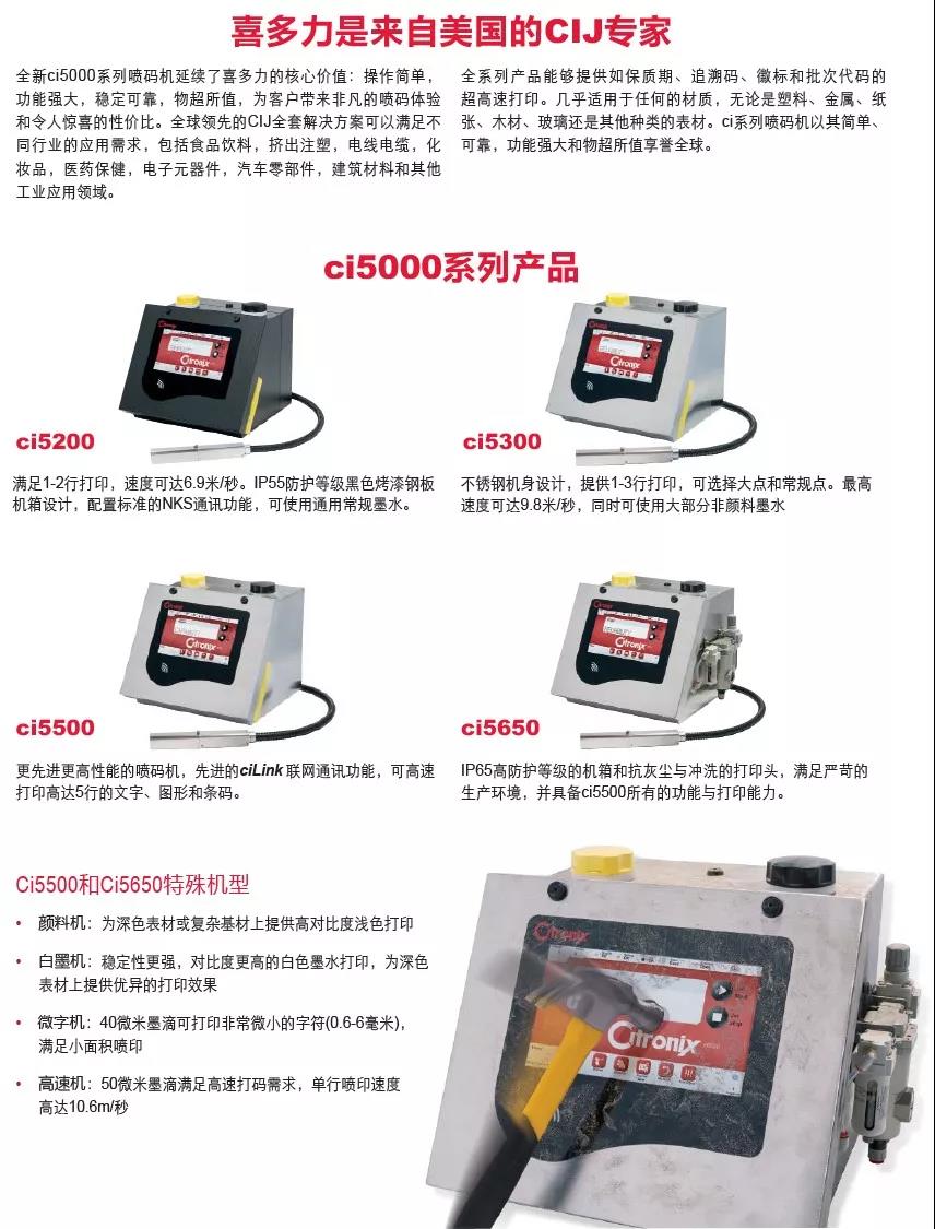 美国喜多力喷码机系列产品介绍及应用